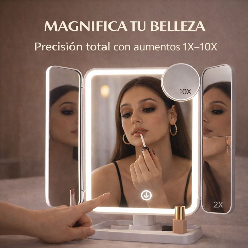 Espejo de Maquillaje LED con Aumento Profesional